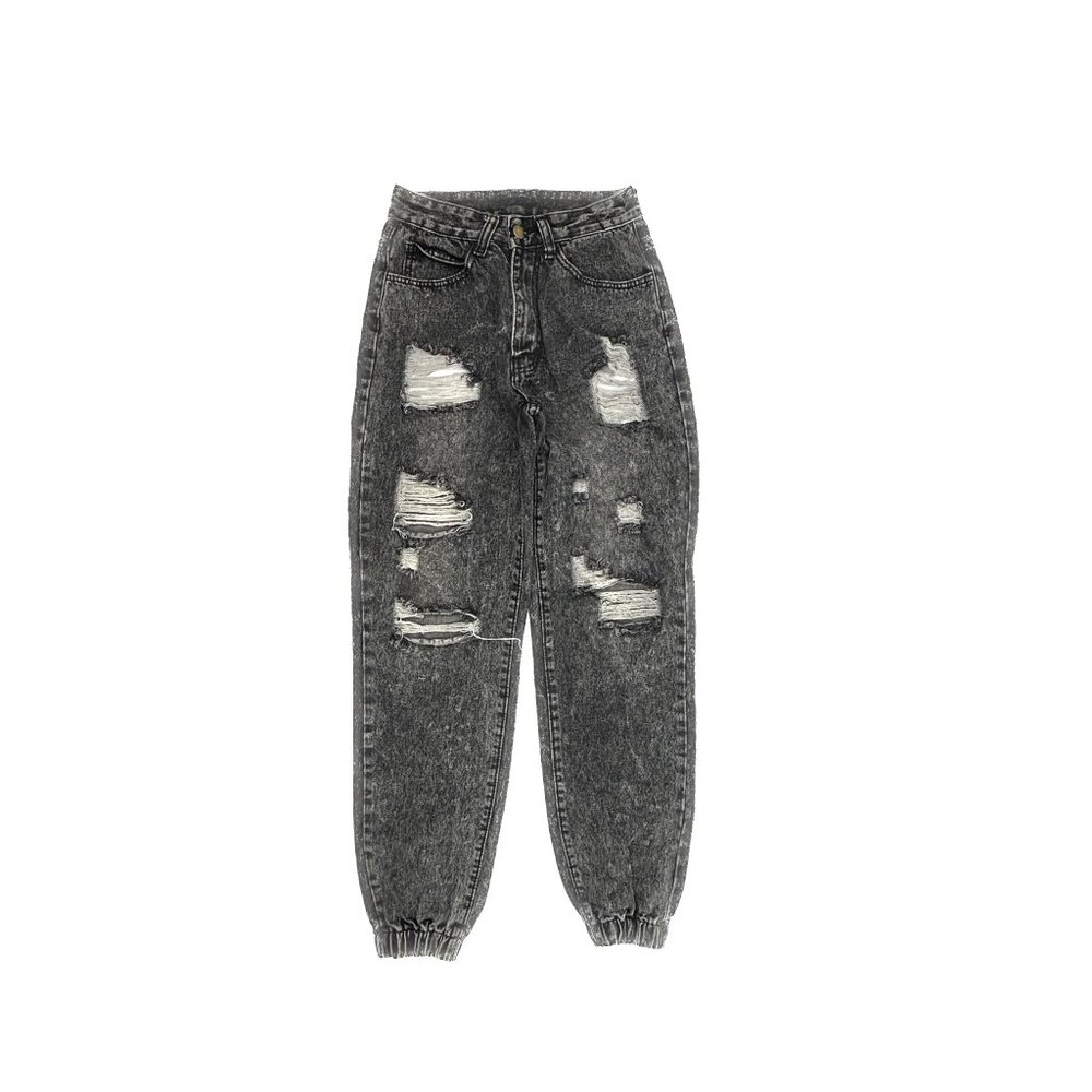 Shein‎ Distressed Jogger Women's size 2 Acid Wash Black Denim jeans